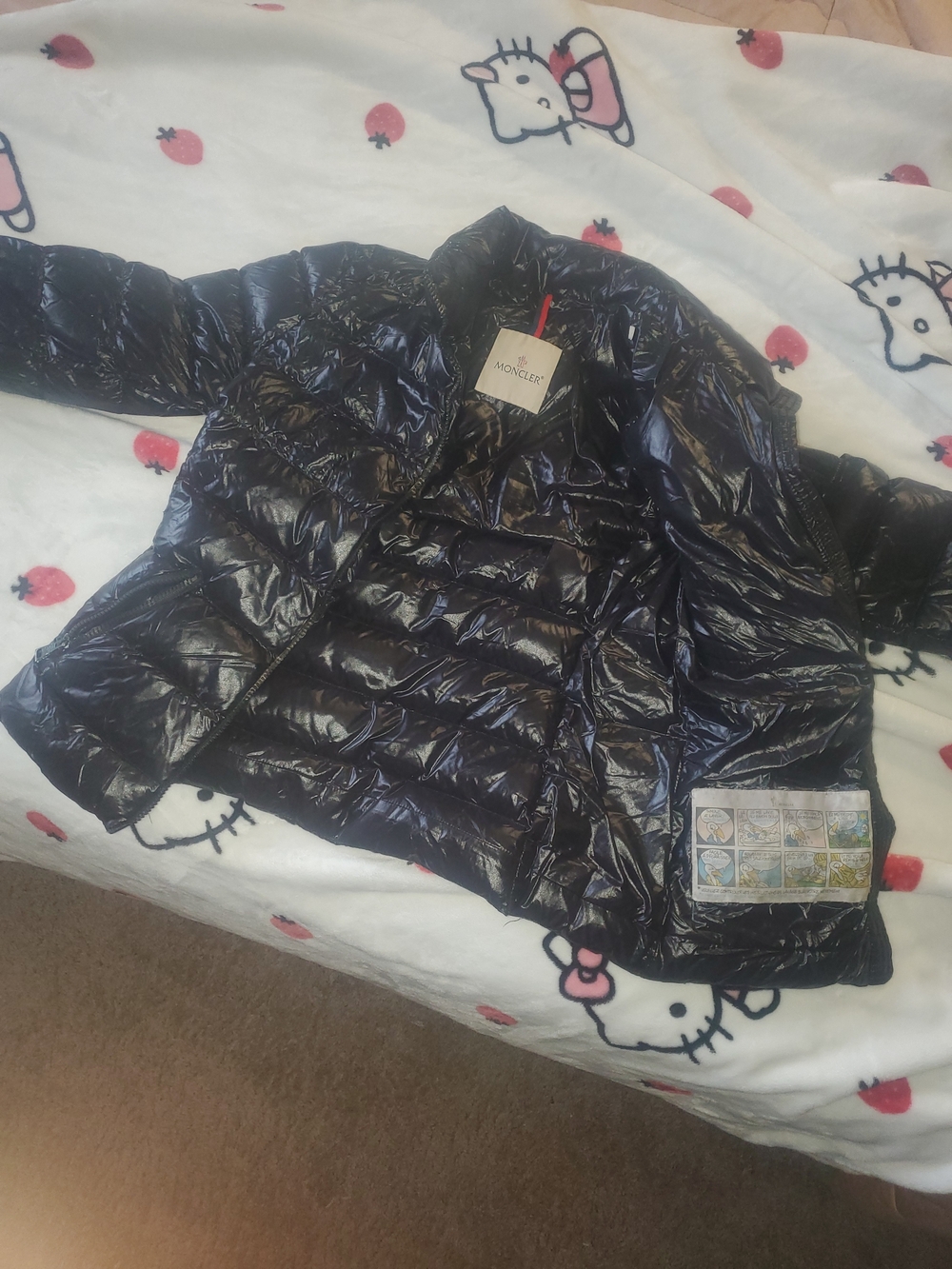 Moncler Kids Glossy Black Quilted Puffer Jacket